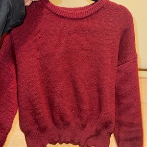 Burgundy Knit Sweater and Skirt Set